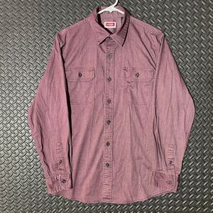 Wrangler Men's Long Sleeve Maroon Red‎ Heather Button Down Shirt Casual Wear L